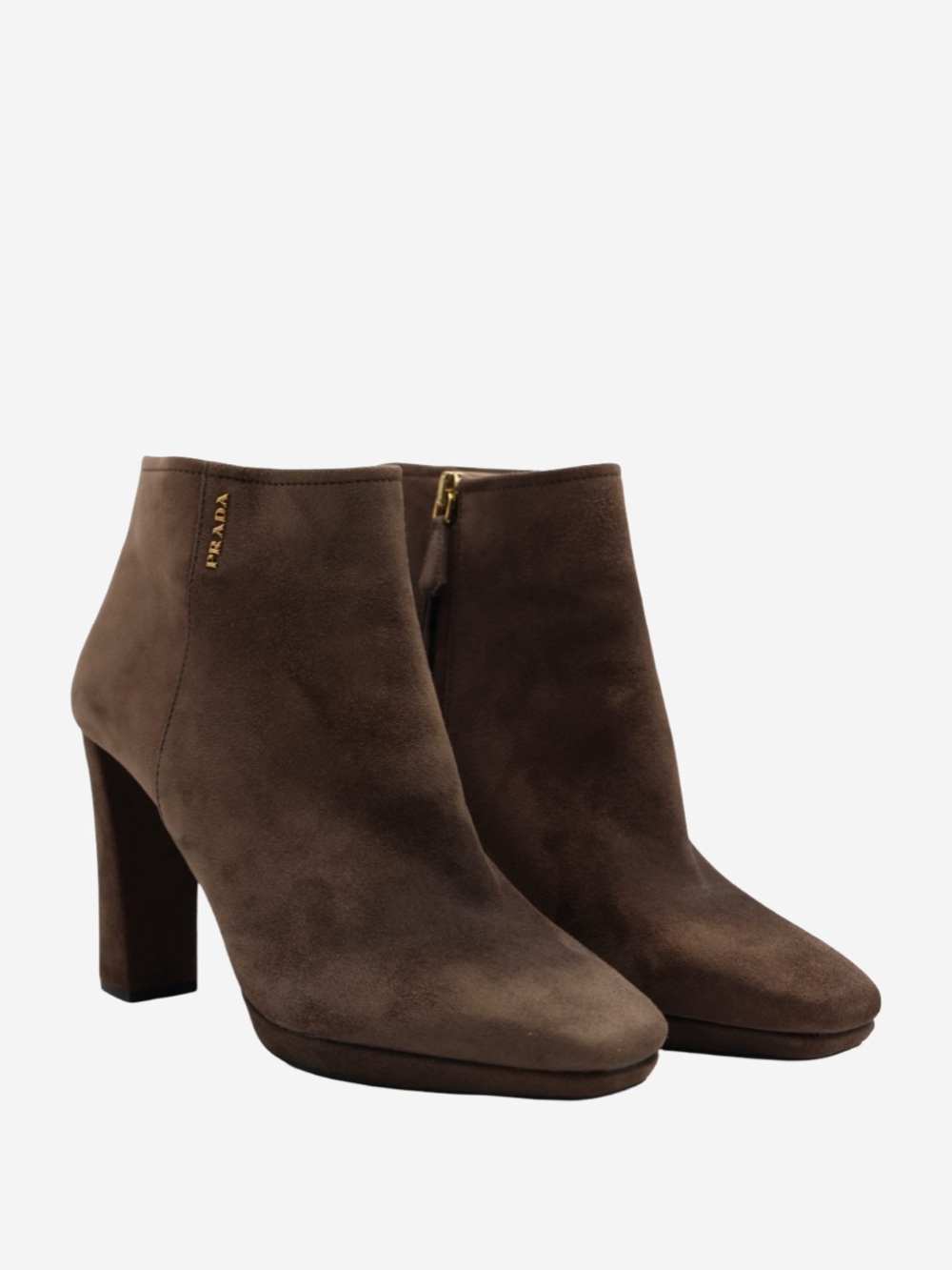 Prada Suede Ankle Zip Booties